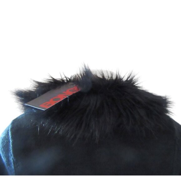 Vintage New w Tags, Bongo Juniors Black Cardigan w Faux Fur in Sz Medium - Picture 5 of 6